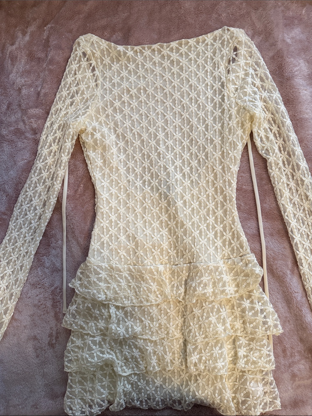 Windsor Open-Back Long Sleeve Ruffle Dress